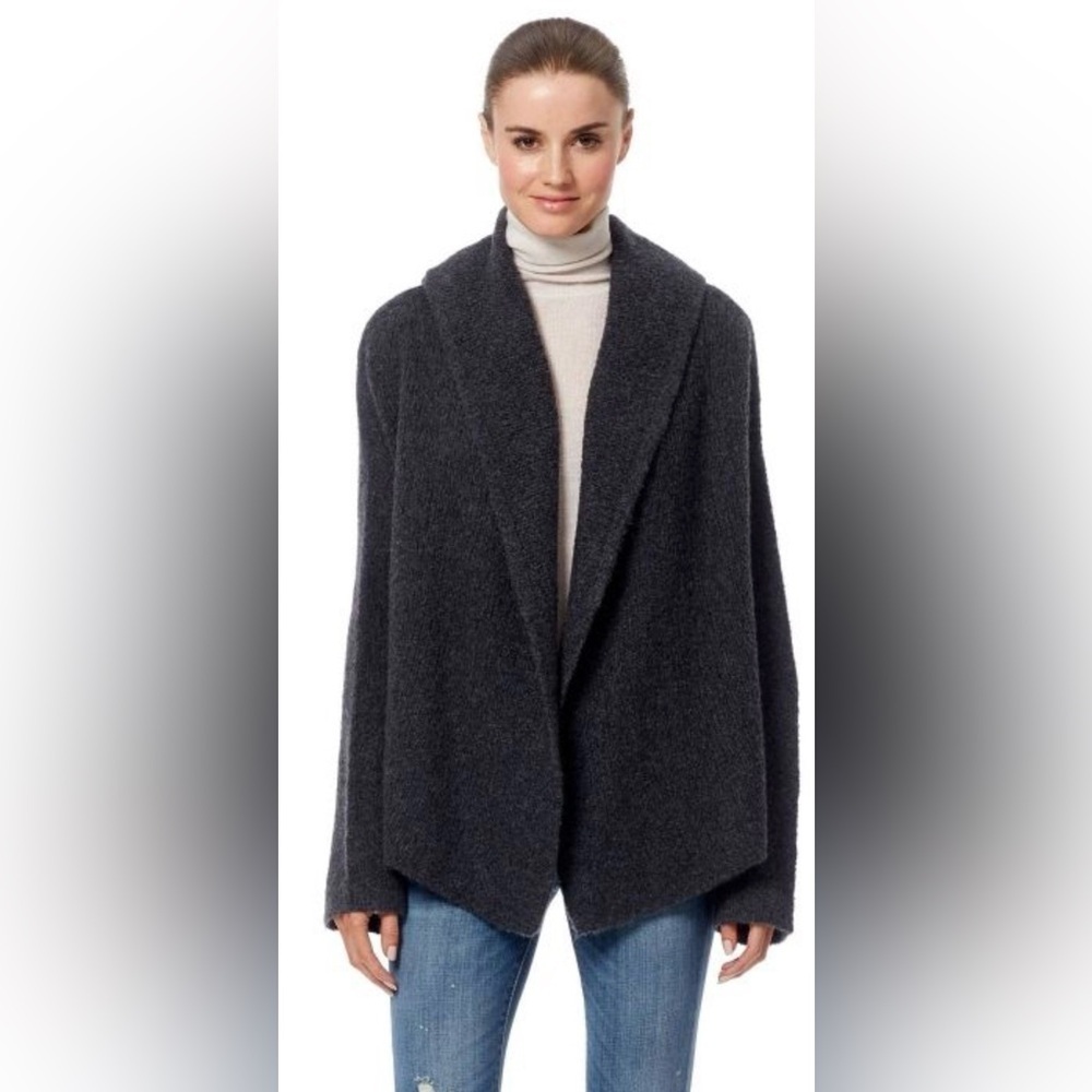 360 Cashmere Brystl Hooded Cardigan Charcoal 100% Cashmere Sz M